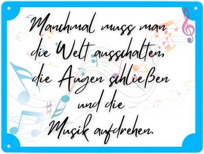 Produktbild von Musik an - Welt aus Metallschild XL in 21x28 cm mit Spruch
