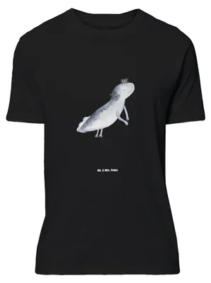 Produktbild von Mr. & Mrs. Panda Größe XL T-Shirt Axolotl Schwimmen - Schwarz - Geschenk, mit Spruch, Shirt, Tshirt, Lurch, Motivation, Lurche, Optimistisch, glücklich
