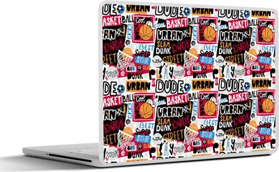 Produktbild von MuchoWow® Laptop Aufkleber Sticker Cover Basketball - Zitate - Muster - Alphabet 30x21 cm - Sticker für Laptop - Selbstklebend
