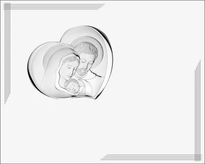 Immagine prodotto di Quadro moderno in argento della Sacra Famiglia su pannello bianco, 25 x 20 | Dimensioni: 25 x 20 cm | Numero articolo: VL877BI