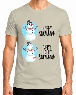 Produktbild von Very Happy Snowman Lustiger Schneemann Ugly Christmas Sweater Herren T-Shirt, Natur, L