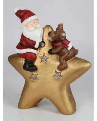 Produktbild von Süße Deko Figur LED Stern mit Weihnachtsmann & Rentier Dekoration Licht Winter
