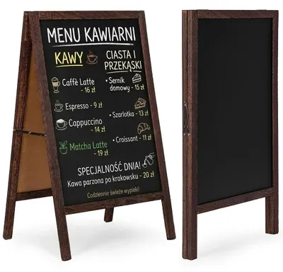 Zdjęcie produktu dla ModernHome TH-CBS, drewniana tablica z powierzchnią do pisania kredą, 83 x 50 cm, dwustronna