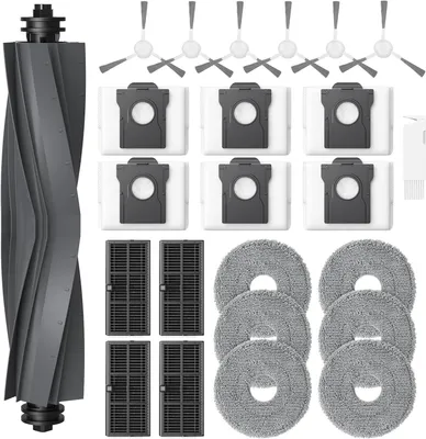 Produktbild von 24 Stück Zubehör für Dreame L10s Ultra Gen 2 / L10s Pro Ultra Heat / L40 Ultra AE/ X30 Ultra/Mova E30 Ultra Saugroboter, 1 Hauptbürste,6 Staubbeutel,6 Wischtücher, 4 HEPA-Filter, 6 Seitenbürsten
