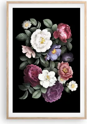 Produktbild von Gerahmtes Poster - Rahmen in heller Eiche - Blumen Blumenstrauß Komposition - 61x91,5 cm - Wand Bild - Wanddeko - Wandbilder - Kunstposter - Wandposter - Bilderrahmen - Bilder - P2NPA61x91-5032