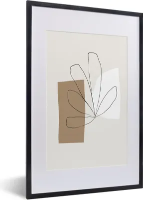 Produktbild von MuchoWow® Gerahmtes Poster Blumen - Minimalismus - Pastell 40x60 cm - Poster mit Schwarzem Bilderrahmen Wandposter Rahmen Foto Bilder - Poster in Rahmen