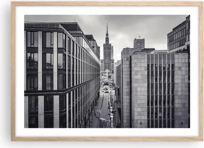 Produktbild von Gerahmtes Poster - Rahmen in heller Eiche - Warschau Palast Kultur - 70x50 cm - Wand Bild - Wanddeko - Wandbilder - Kunstposter - Wandposter - Bilderrahmen - Bilder - Kunstdruck - P2NAA70x50-4382