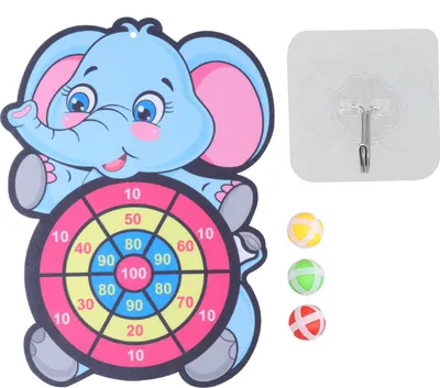 Immagine prodotto di Set di freccette a forma di elefante per bambini con chiusura in velcro e 3 ganci Stickball