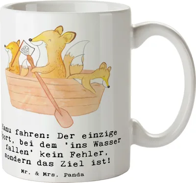 Produktbild von Mr. & Mrs. Panda Tasse Kanu Abenteuer - Weiß - Geschenk, Sportler Geschenke, Becher, Wildtiere beobachten, Naturerlebnis, Kaffeebecher, Wassersport, Teamsport, Freunde