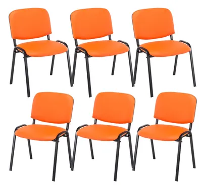 Produktbild von CLP 6er Set Besucherstuhl Ken Kunstleder stapelbar mit einer Sitzhöhe von 44 cm orange