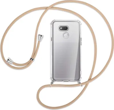 Produktbild von Handykette Backcover-Schutzhülle mit Band (Metall silberfarben) für HTC Desire 12s - beige