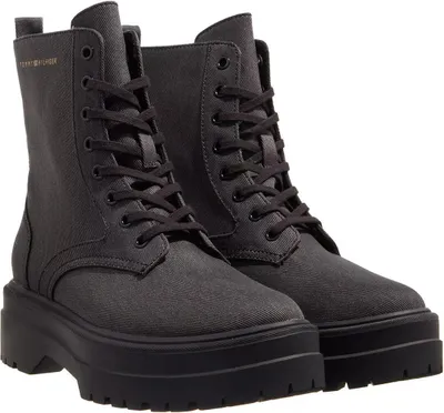 Produktbild von Tommy Hilfiger Damen Combat Boots/ Stiefeletten/ Schnürstiefeletten Schwarz Textil Größe: 39
