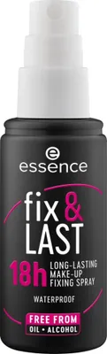 Produktbild von Essence fix & LAST, Makeup-Fixierspray, 50 ml, Frauen, aqua (water), glycerin, butylene glycol, enantia chlorantha bark extract, cucumis sativus..., Gluten, Öl, Paraben