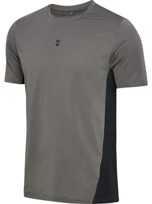Image de T-shirt de training Hummel Pulse 2.0, manches courtes, noir et gris, taille M, pour homme. Noir et gris, taille M