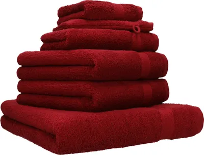 Produktbild von Betz 6-tlg. Handtuch-Set PREMIUM 1 Duschtuch 2 Handtücher 1 Gästetuch 1 Seiftuch 1 Waschhandschuh Farbe: rubinrot