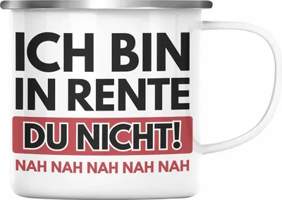 Produktbild von Trendation - Renter Emaille Tasse mit Spruch Ruhestand Geschenk Rente Mann Lustig Renteneintritt Abschiedsgeschenk Pension Sprüche (Silber)