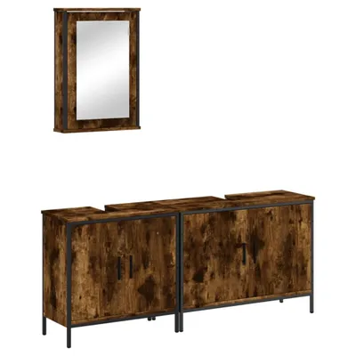 Produktbild von 3-tlg. Badmöbel-Set Räuchereiche Holzwerkstoff