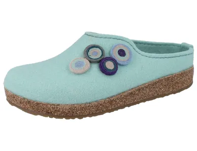 Image de Haflinger Pantoufle femme application feutre de laine Grizzly Kanon 731023, Taille:41 EU, Couleur:Vert