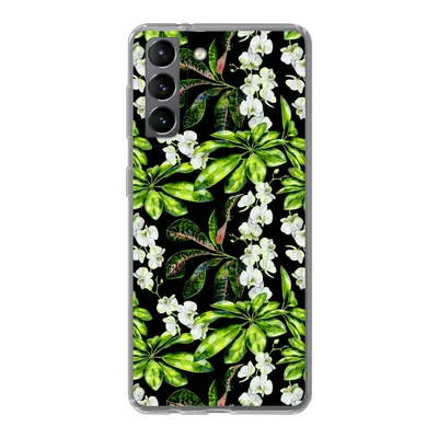 Produktbild von MuchoWow® Handyhülle Schutzhülle Hülle für Samsung Galaxy S21 Blatt - Orchidee - Muster Silikon Softcase Handy Hülle - Softcase