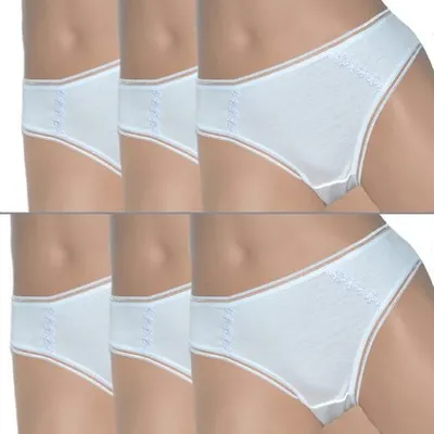 Produktbild von TOKER COLLECTION®Bikinislip Damen Bikinislip 6er Pack, Baumwolle(6er Pack) Spitze im Vorderteil, Farbe Weiß, Größe 40/42