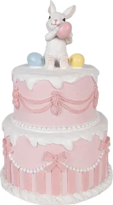 Image de Clayre & Eef Figure de décoration Gâteau Ø 18x28 cm Blanc Plastique
