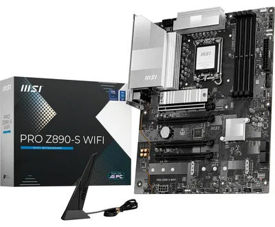 Produktbild von MSI PRO Z890-S WIFI, Intel, LGA 1851 (Socket V1), Intel Core Ultra (Series 2), LGA 1851, 256 GB, DDR5-SDRAM