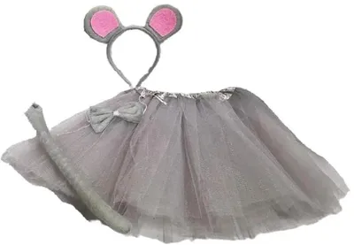 Produktbild von Graues Maus-Kostüm-Set inklusive Haarreif mit Ohren, Schwanz und Rock
