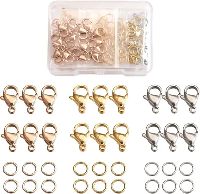 Productafbeelding van Klemmen en Ringetjes Set - Sluitingen Sieraden - Sieraden Maken - 304 Roestvrij Staal - 60 Stuks - 3 Kleuren