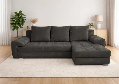 Produktbild von Ecksofa mit Schlaffunktion, ausziehbares Ecksofa VELUTO, Eckcouch mit Wellenfeder