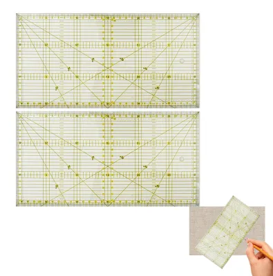 Patchwork-Lineal 2er-Set, 15 x 30 cm, Acryl, mit 30°/45°/60°-Winkelanzeige
