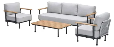 Produktbild von Garden Impressions Ripalta Loungeset - 4-teilig - carbon black - grau - valley sand - Vironwood teak look