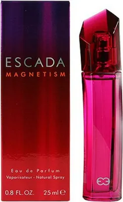 A perfume bottle and its packaging are displayed against a white background.