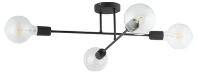 Produktbild von KAR-LIGHTING Deckenleuchte 4-flammig Schwarz, Stahl und Glas – 60×12×22 cm, für Innenbereich (Decke), geeignete E27-Fassung