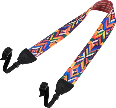 Obrázek produktu pro Retro styl Dvojitý bavlněný dvorek Barevný vzor Ramenní popruh na krk Tašky s popruhem na ruku pro zrcadlovky Canon