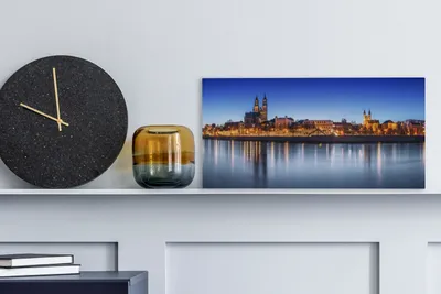 Produktbild von MuchoWow® - Leinwandbilder - Panorama der deutschen Stadt Magdeburg, Wandbild, Wanddeko Bilder Wohnzimmer, 40x20 cm