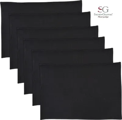 Immagine prodotto di Tovaglietta in cotone - Nero - 45 x 30 cm - Set di 6 pezzi