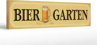 Produktbild von Holzschild Hinweis Biergarten Bier Kneipe, 46x10cm, Holzschilder Spruch Getränke Alkohol Bier