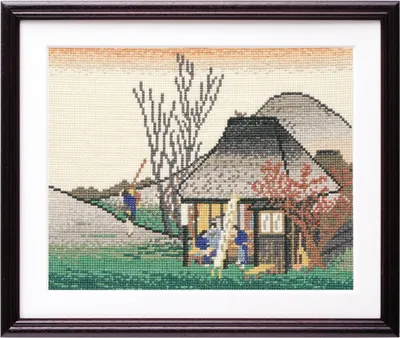 Immagine prodotto di Set di ricami a punto croce Olympus "Famosa casa da tè a Mariko di Ando Hiroshige", 29,5x37 cm, originale dal Giappone
