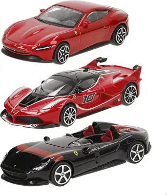Produktbild von Bburago Ferrari Sportwagen Modellautos Set mit 3 Fahrzeugen im Maßstab 1:43