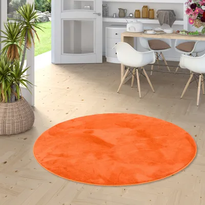 Produktbild von Luxus Super Soft Hochflor Langflor Teppich Deluxe Orange Rund, Größe:400 cm Rund