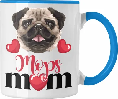 Produktbild von Trendation - Mops Besitzer Mom Mama Tasse Geschenk Lustiger Spruch Geschenkidee Mops Besitzerin (Blau)