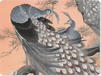 Produktbild von MuchoWow® Mauspad Mousepad Federn - Pfau - Vintage - Japanisch 40x30 cm - Mousepads - Maus Mat - Pad - Mausunterlage - Anti Rutsch