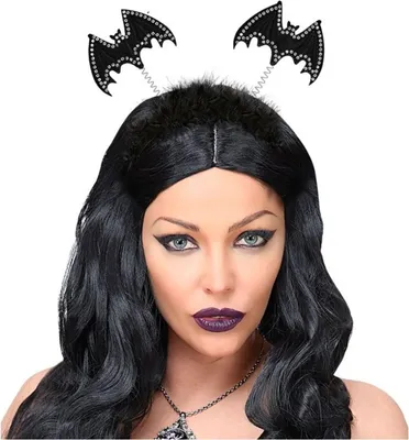 Produktbild von Haarreif mit "Strass Fledermaus" zum Halloween Kostüm | Schwarz