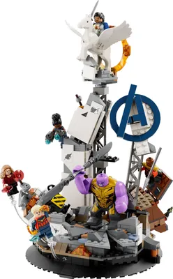 Produktbild von LEGO 76266 Marvel Endgame – Letztes Kräftemessen Set, Baue die Avengers Infinity Saga Filmszene mit Captain Marvel, Valkyrie, Okoye, Shuri und Wanda als Minifiguren sowie Thanos Figur, Sammlergeschenk