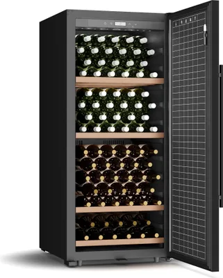Image de Klarstein CellarMax Cave à Vin Grande Capacité - 155 Bouteilles, 5-20°C, Porte Métal,Tactile, Verrouillage Parental, Autonome