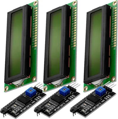 Obrázek produktu pro AZ-Delivery Displays HD44780 1602 LCD modul – sada displejů s rozhraním I2C, 2×16 znaků (se zeleným pozadím), kompatibilní s Arduino a Raspberry Pi, sada 3 ks