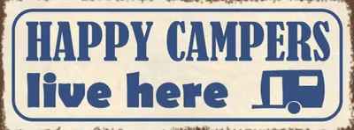 Produktbild von vianmo Holzschild 10x27 cm happy campers live here Camping Outdoor