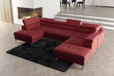Produktbild von Modernes Design Polsterung Couch Wohnzimmer Ecksofa U-Form Kunstleder Holz Neu