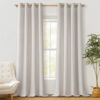 Productafbeelding van Unyqoos® Extra lange voile gordijnen met linnenlook, 140x260 cm per stuk, lichtdoorlatend, 30% linnen/70% polyester, set van 2 met oogjes