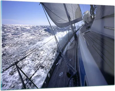 Produktbild von Bilder auf glas - Boot Ozean Reise Yacht - 120x80cm - Glasbilder - Wandbilder - Kunstdruck - zum Aufhängen bereit - Wanddekoration aus Glas - Glas Bilder - Wandbild auf Glas - GAA120x80-0373